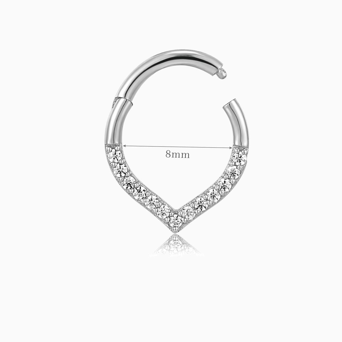 Aunyra- 14K Solid White Gold V-Shaped Pavé Clicker Hoop