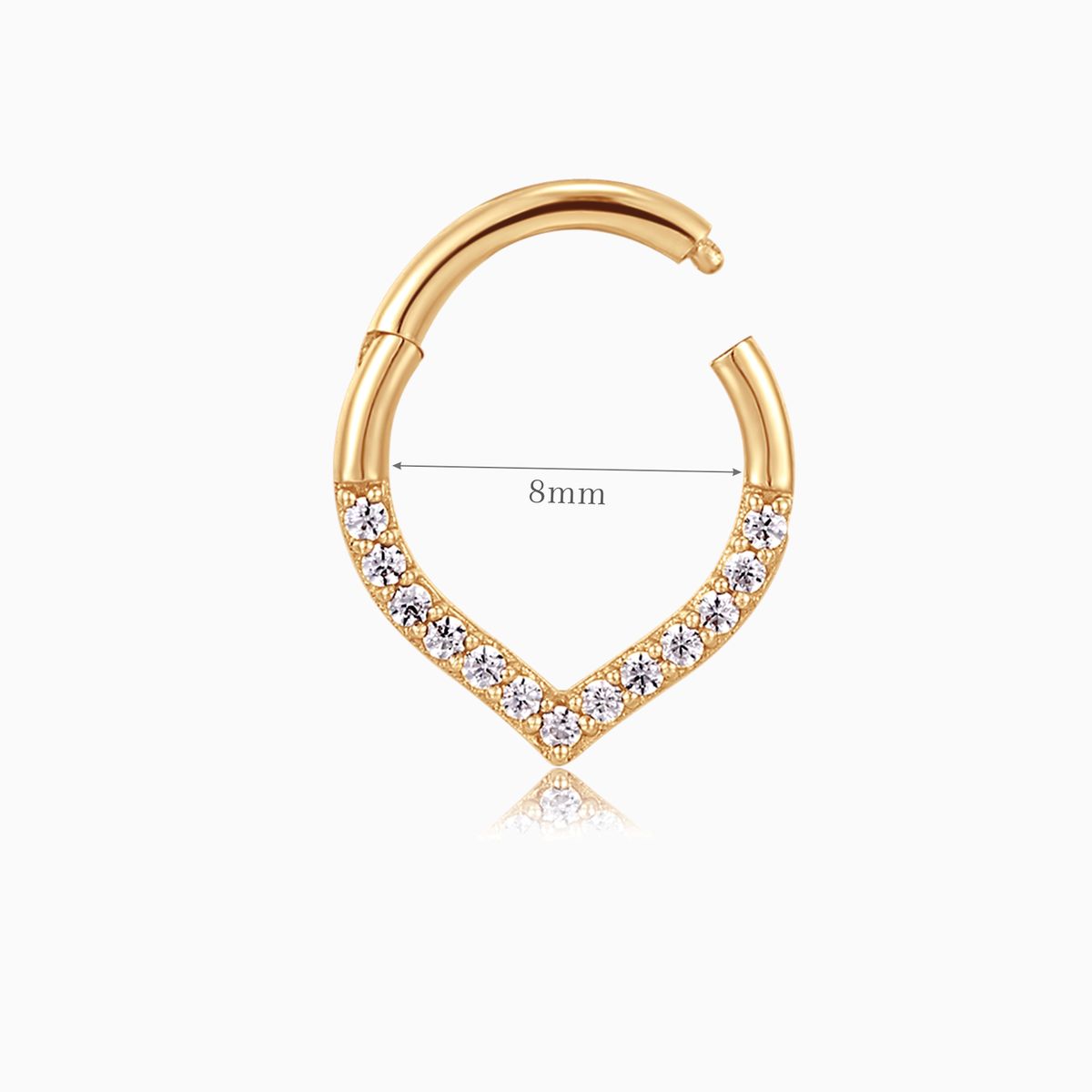 Aunyra- 14K Solid Yellow Gold V-Shaped Pavé Clicker Hoop