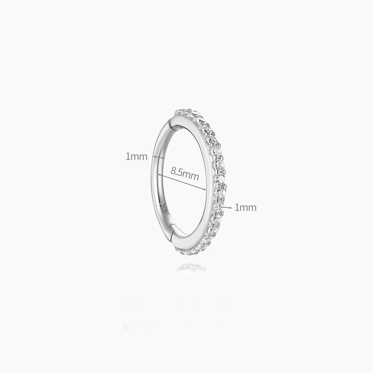 14K Solid White Gold Pavé Clicker Hoop