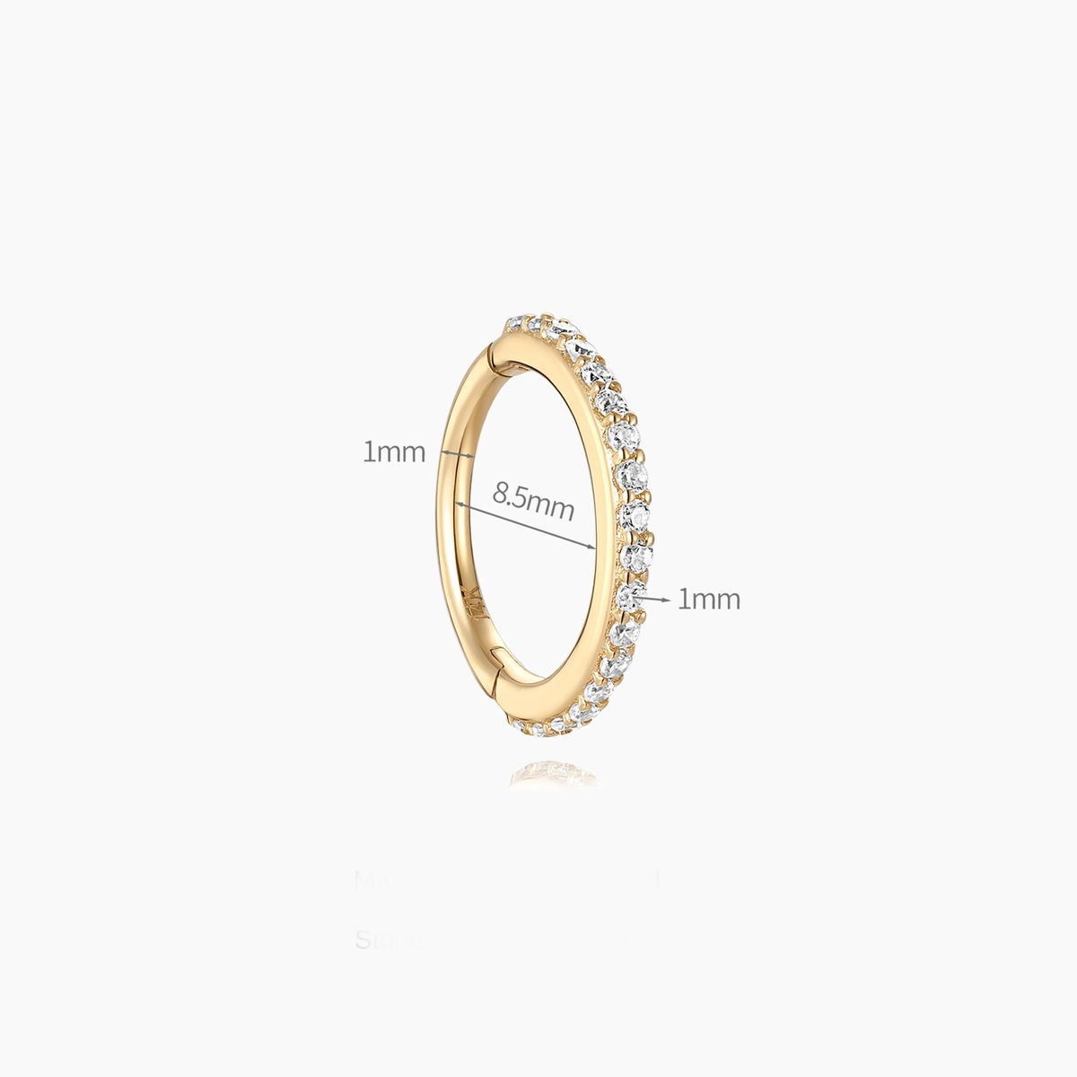 14K Solid Yellow Gold Pavé Clicker Hoop