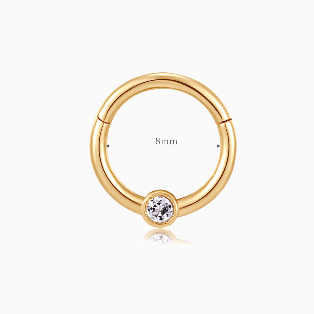 14K Solid Yellow Gold Bezel Clicker Hoop