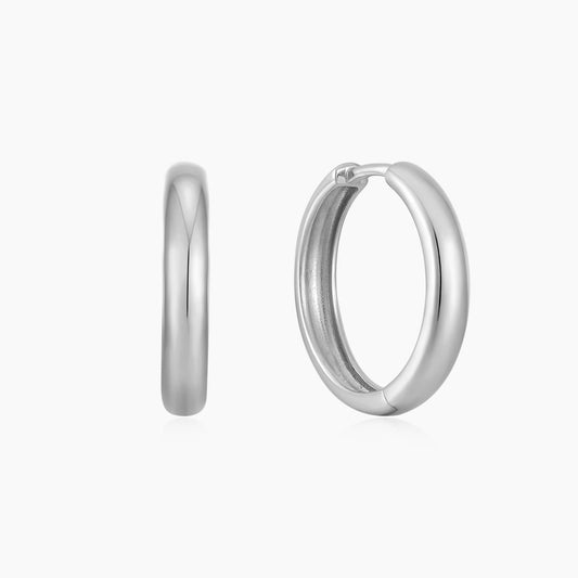 14K Solid White Gold Classic 12mm Sleek Huggie Hoop