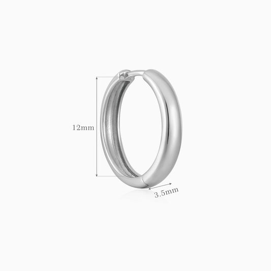 14K Solid White Gold Classic 12mm Sleek Huggie Hoop