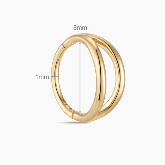 14K Solid Yellow Gold · Double Hoop Clicker