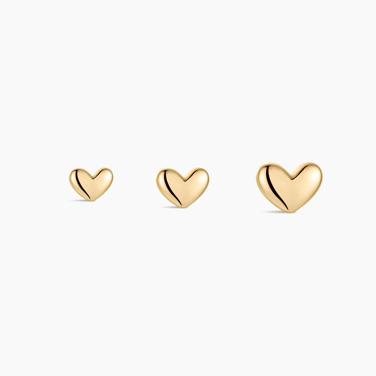 14K Solid Yellow Gold Mini Heart Flat-Back Stud & Solid Gold Post