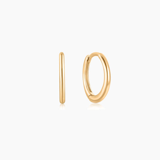 14K Solid Yellow Gold Minimal Hoop