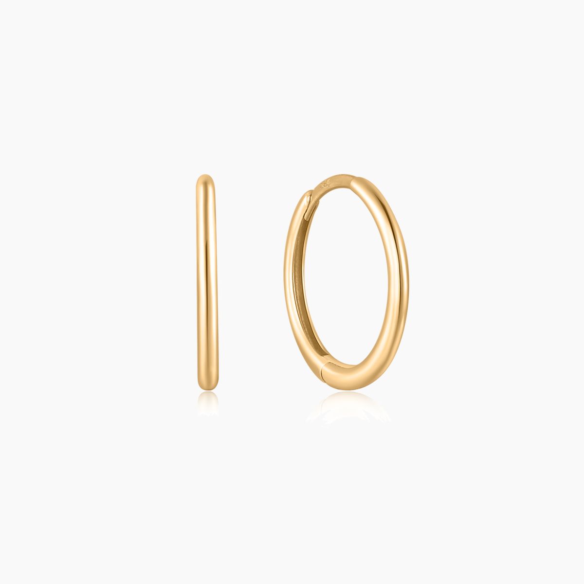 14K Solid Yellow Gold Minimal Hoop