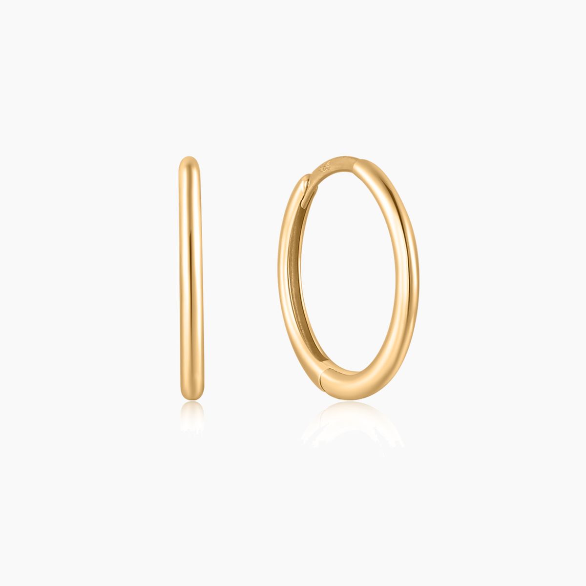 14K Solid Yellow Gold Minimal Hoop