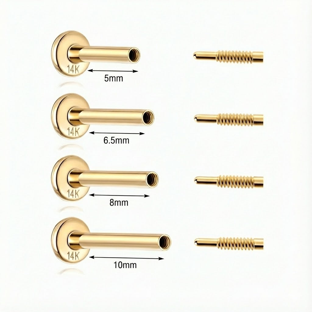 14K Solid Yellow Gold Post Internally Threaded Flat Back