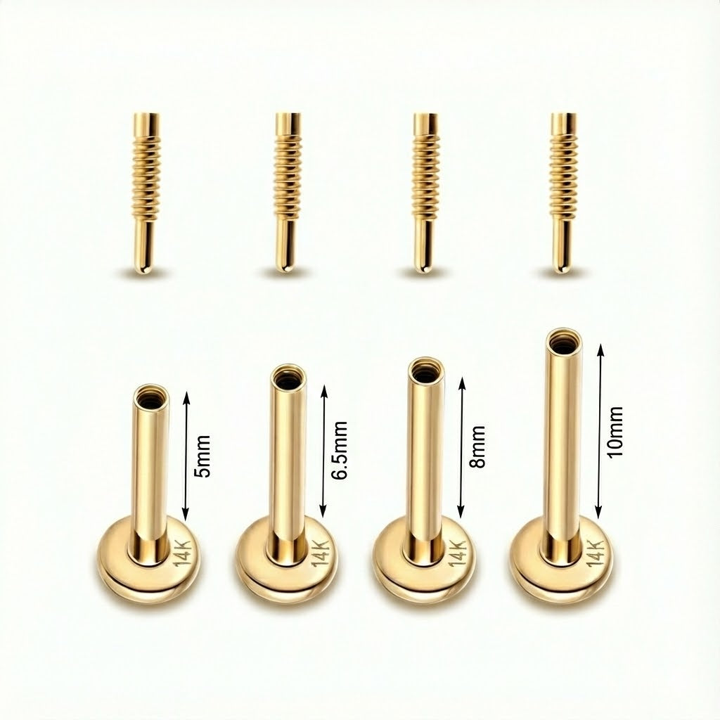 14K Solid Yellow Gold Post Internally Threaded Flat Back