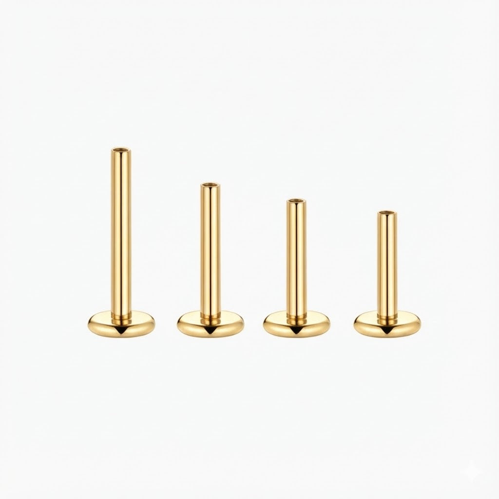 14K Solid Yellow Gold Flat Disc Stud Flat Back & Solid Gold Post