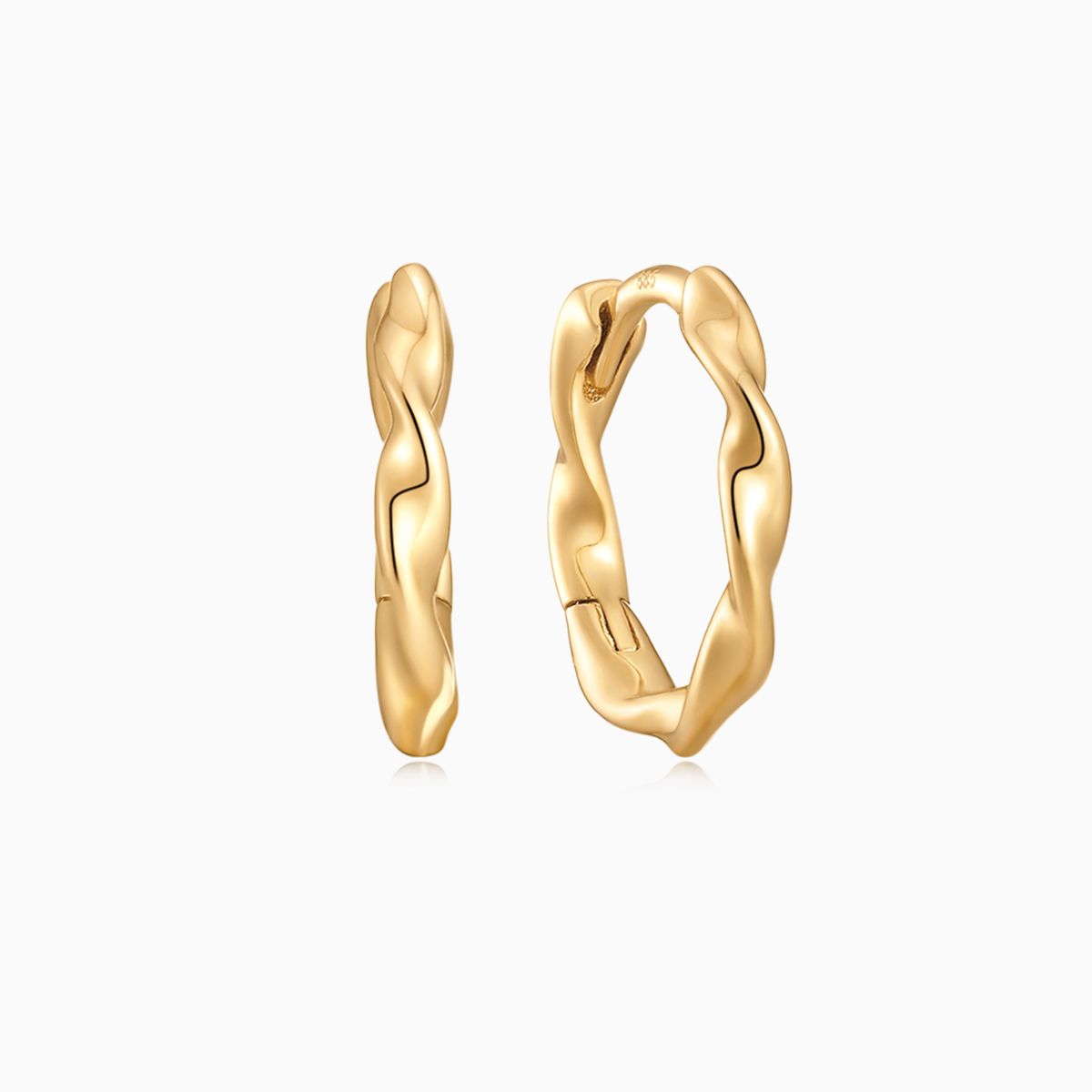 14K Solid Yellow Gold Twisted 9mm Hoop Earring
