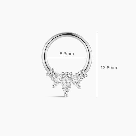 14K White Gold Marquise Cluster Clicker
