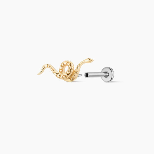 14K Yellow Gold Serpent Flat-Back Stud & Titanium Post