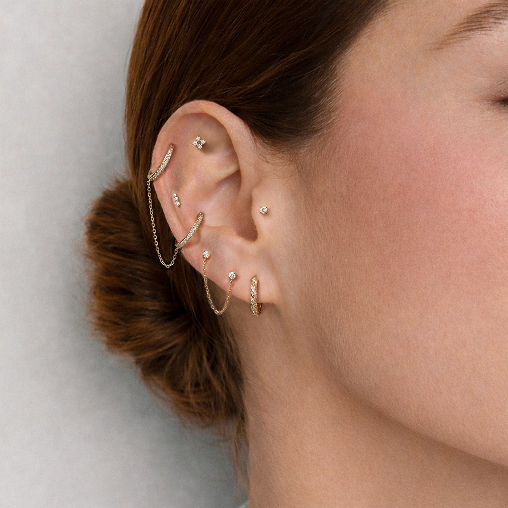 14K Solid Yellow Gold Classic 4-Prong Setting Flat Back Stud & Solid Gold Post