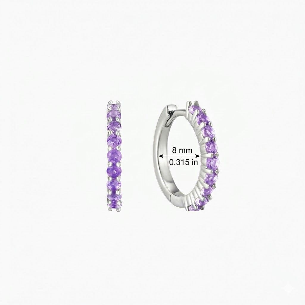 Aunyra- 14K White Gold February Amethyst Birthstone Clicker Hoop