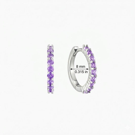 Aunyra- 14K White Gold February Amethyst Birthstone Clicker Hoop