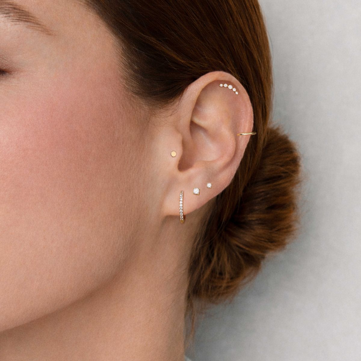 14K Solid Yellow Gold Flat Disc Stud Flat Back & Solid Gold Post