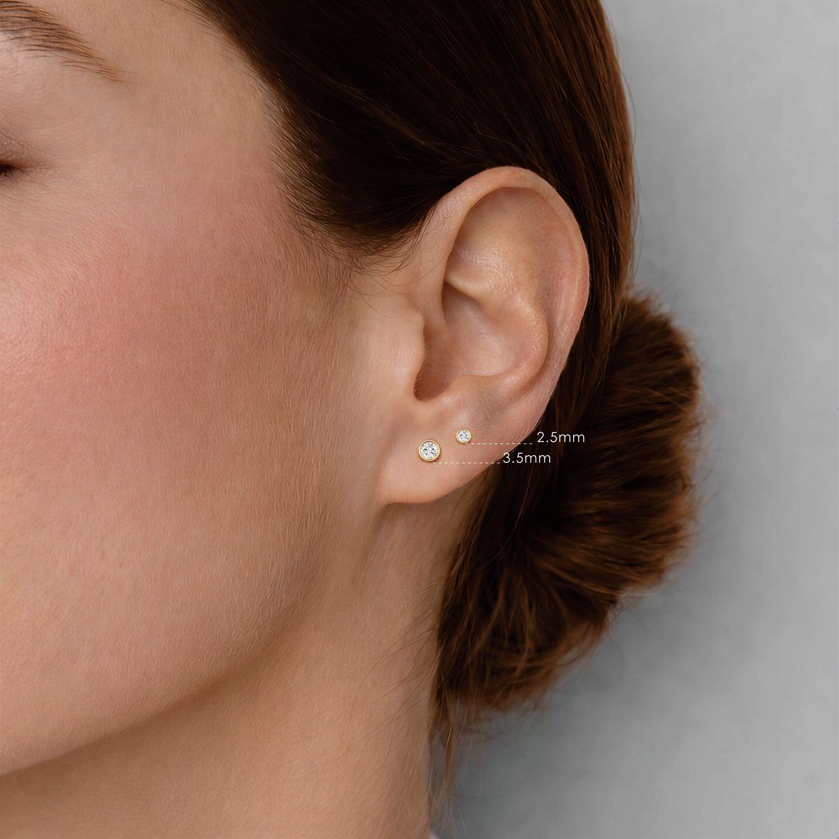 14K Solid Yellow Gold Bezel Stud Flatback Piercing & Solid Gold Post