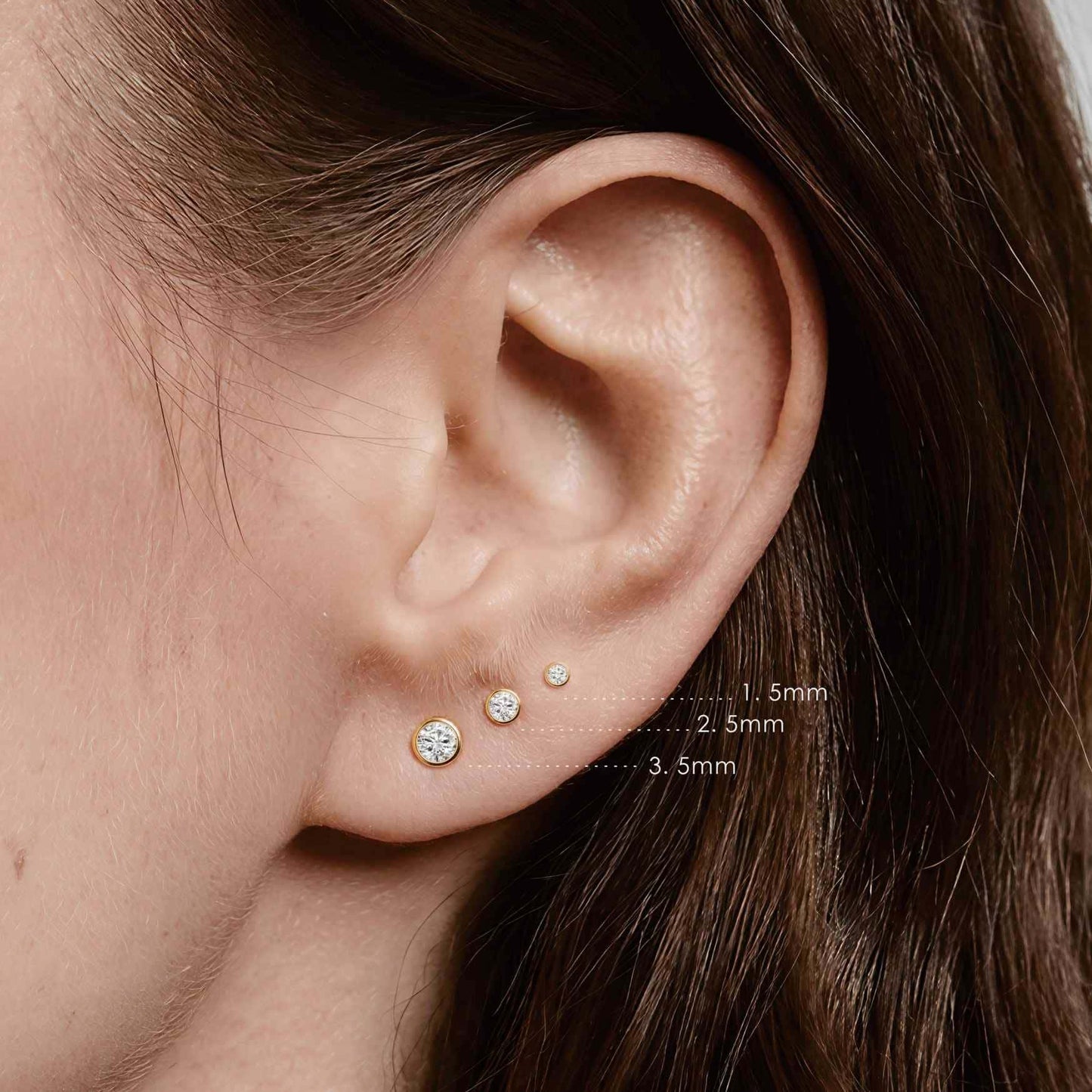 Aunyra- 14K Solid Yellow Gold Bezel Stud Flatback Piercing & Solid Gold Post