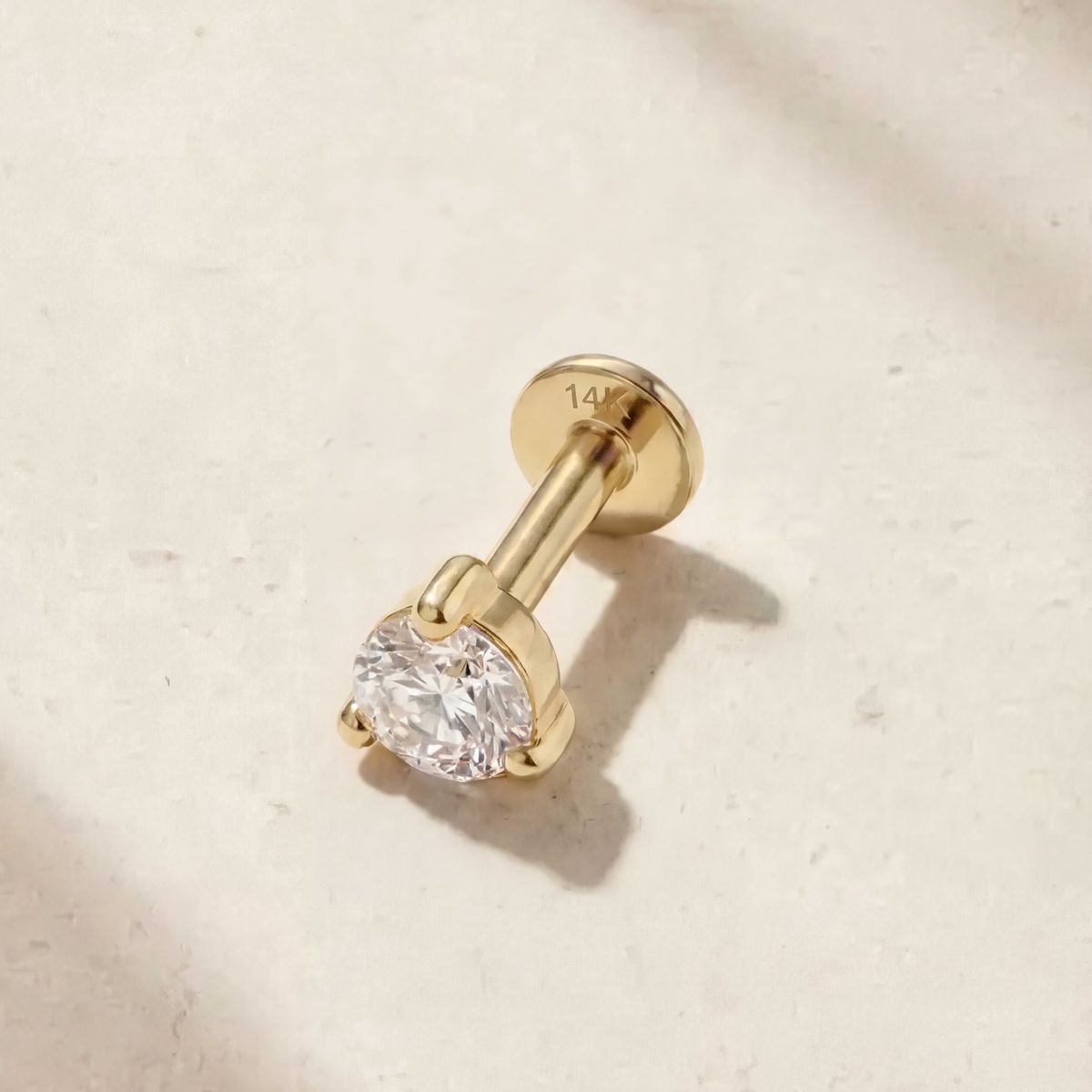 Aunyra- 14K Yellow Gold April Lab-Grown Diamond Flat Back Stud & Solid Gold Post