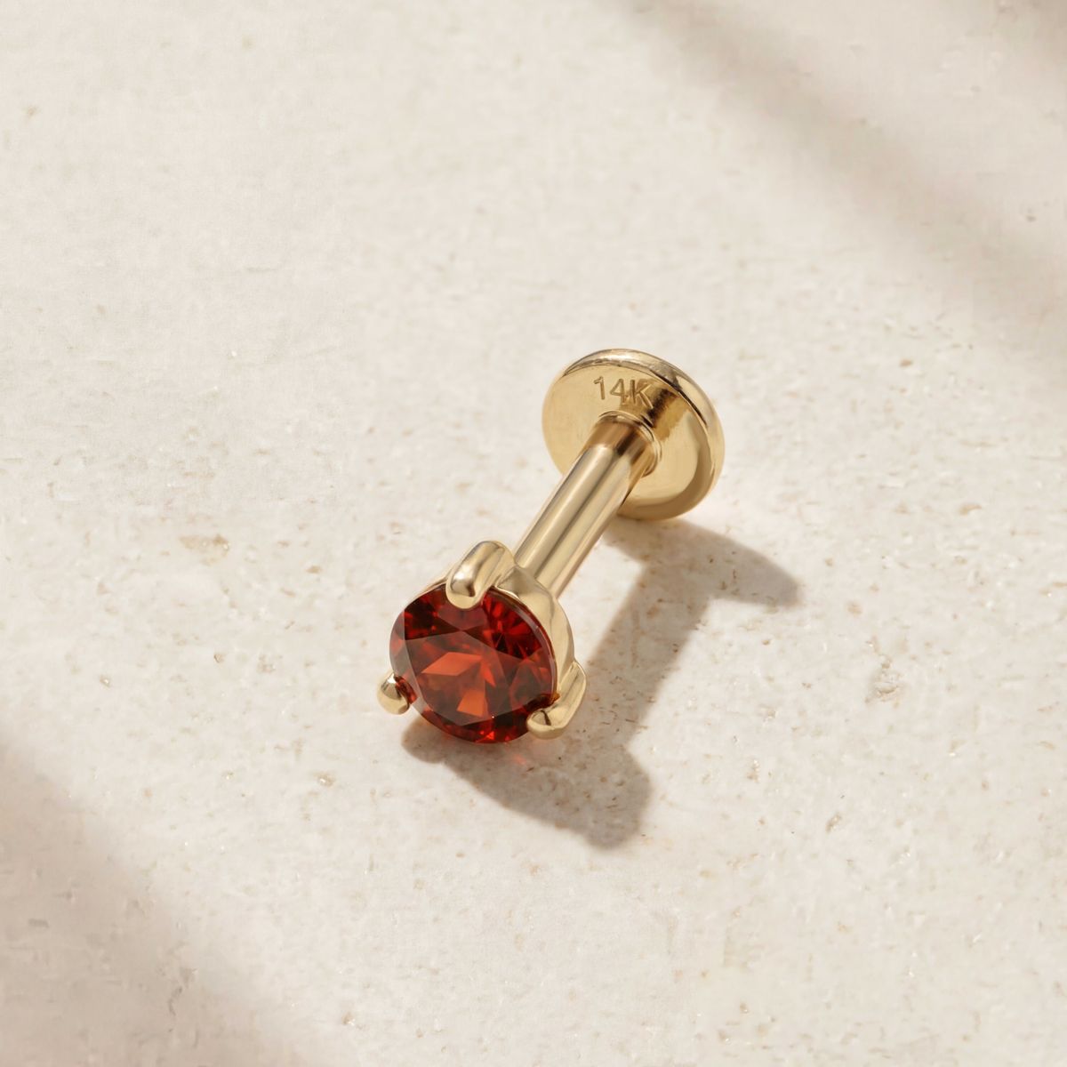 Aunyra- 14K Yellow Gold January Garnet Flat Back Stud & Solid Gold Post