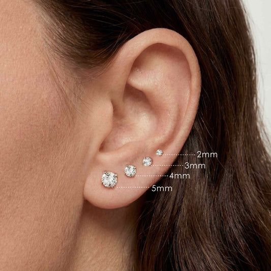14K Solid Yellow Gold Classic 4-Prong Setting Flat Back Stud & Titanium Post - Photo 2 | AUNYRA
