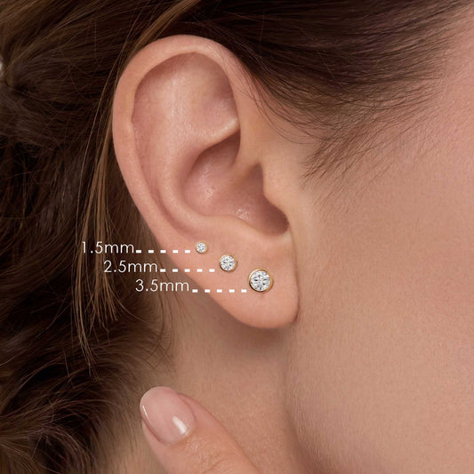 Aunyra- 14K Solid Yellow Gold Bezel Stud Flatback Piercing & Titanium Post