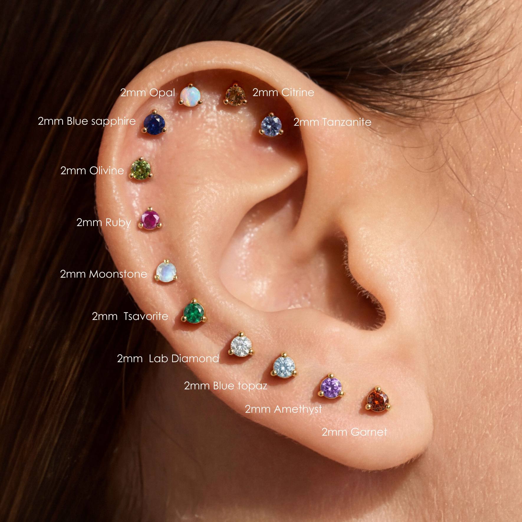Aunyra- 14K Yellow Gold September Sapphire Flat Back Stud & Titanium Post