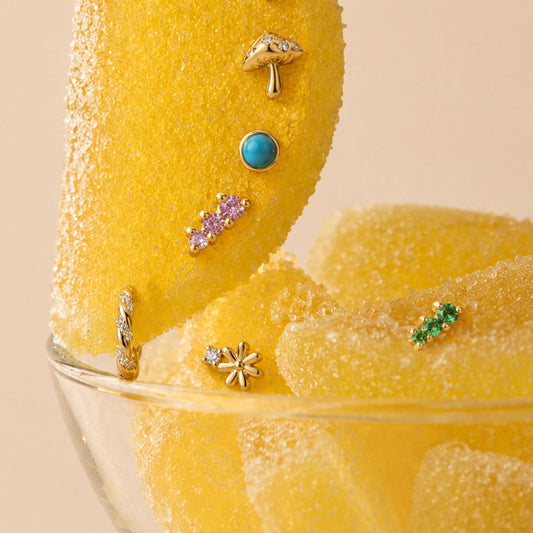 14K Solid Yellow Gold Twisted Pavé Hoop Earring - Photo 4 | AUNYRA