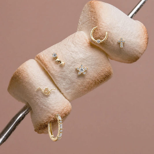 14K Yellow Gold Serpent Flat-Back Stud & Solid Gold Post - Photo 3 | AUNYRA