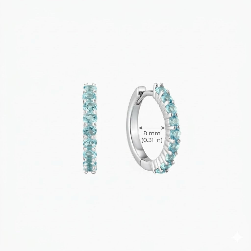 Aunyra- 14K White Gold March Aquamarine Birthstone Clicker Hoop