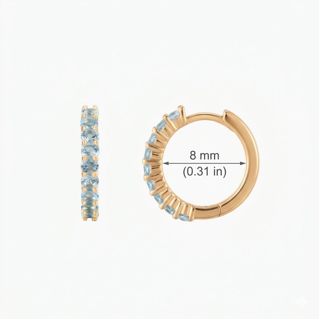 Aunyra- 14K Yellow Gold March Aquamarine Birthstone Clicker Hoop