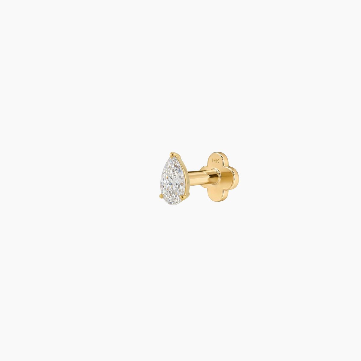 AERÉ™ 14K Solid Gold 3-Prong Pear Flat Back Stud & Solid Gold Post - Photo 5 | AUNYRA