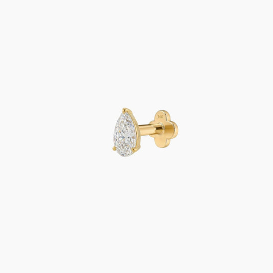 AERÉ™ 14K Solid Gold 3-Prong Pear Flat Back Stud & Solid Gold Post | AUNYRA