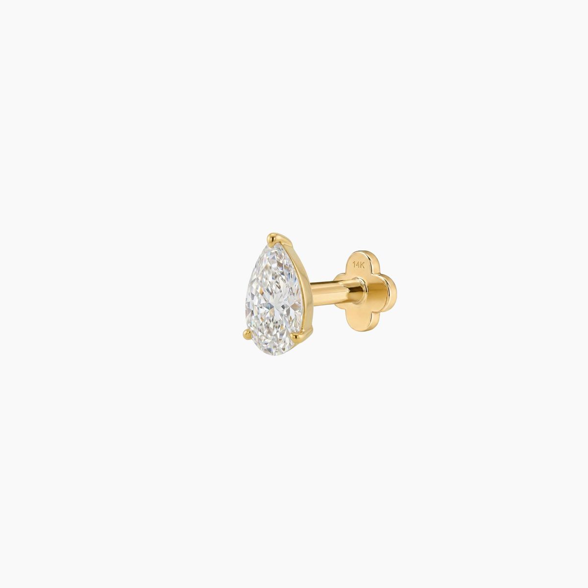 AERÉ™ 14K Solid Gold 3-Prong Pear Flat Back Stud & Solid Gold Post - Photo 6 | AUNYRA