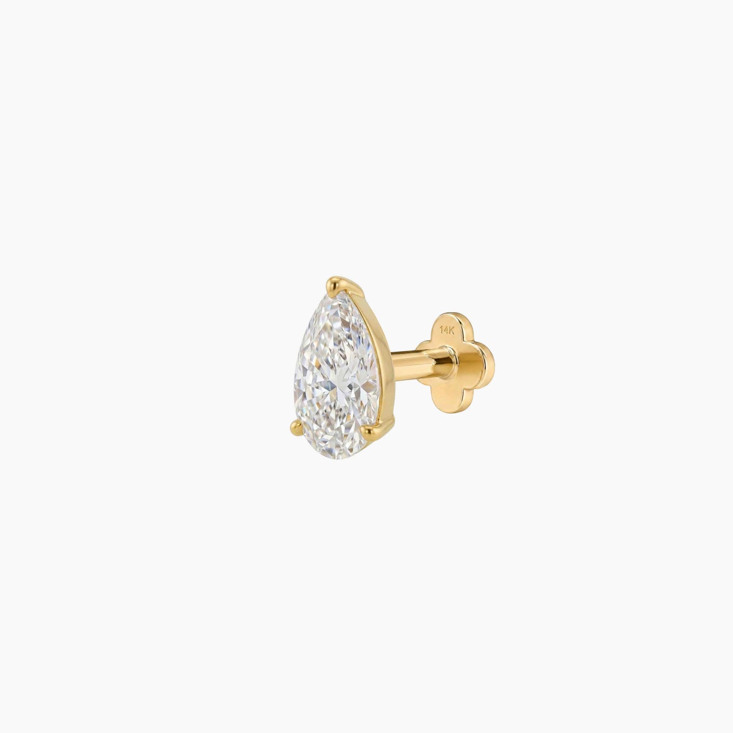 AERÉ™ 14K Solid Gold 3-Prong Pear Flat Back Stud & Solid Gold Post - Photo 7 | AUNYRA