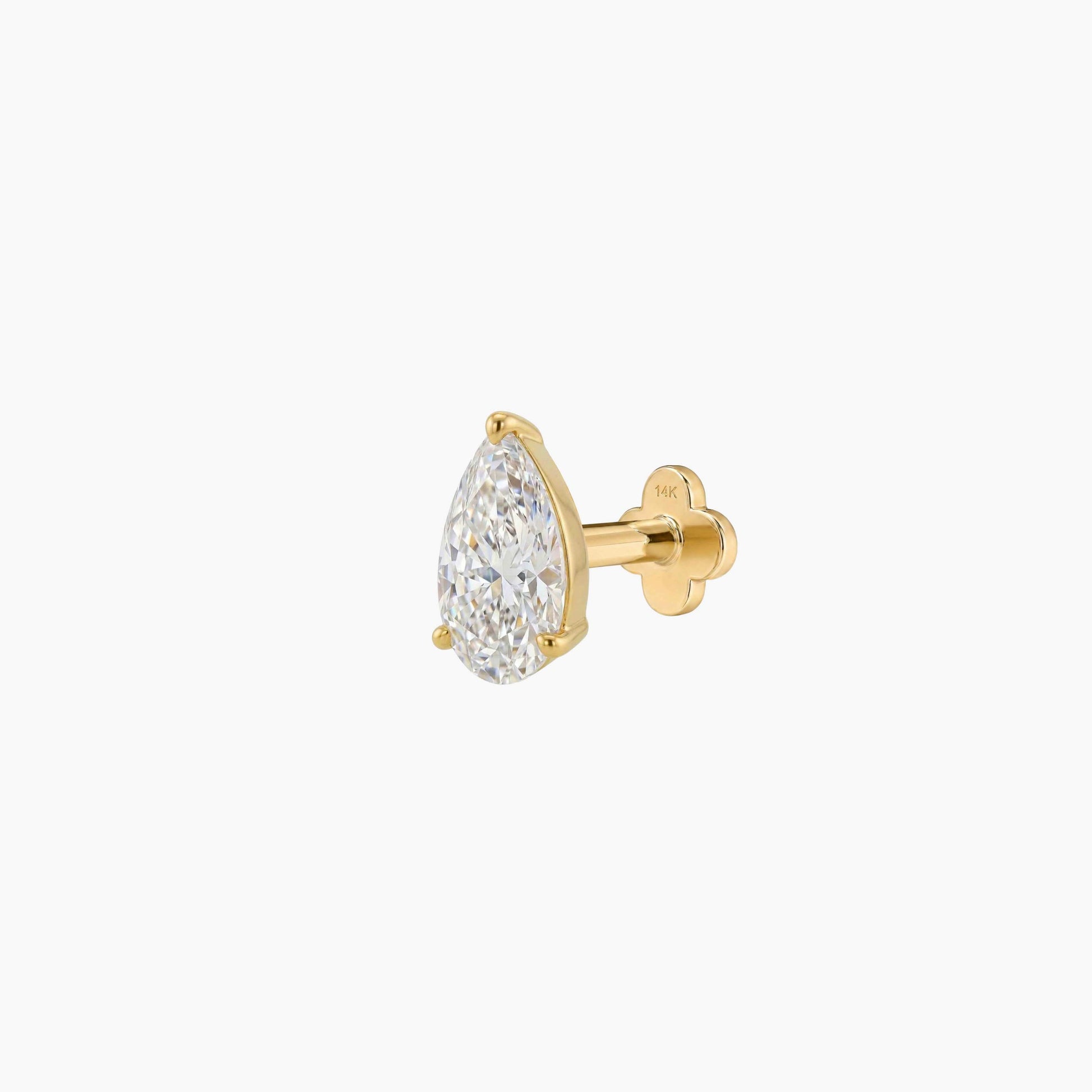 AERÉ™ 14K Solid Gold 3-Prong Pear Flat Back Stud & Solid Gold Post - Photo 7 | AUNYRA