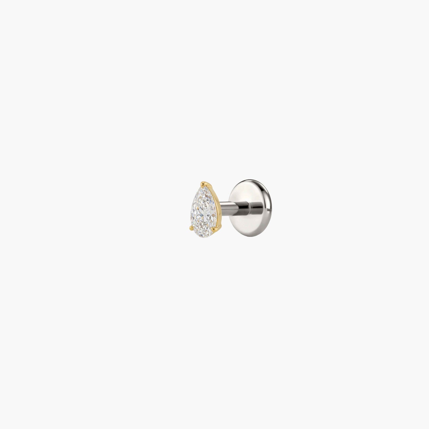 AERÉ™ 14K Solid Gold 3-Prong Pear Flat Back Stud & Titanium Post