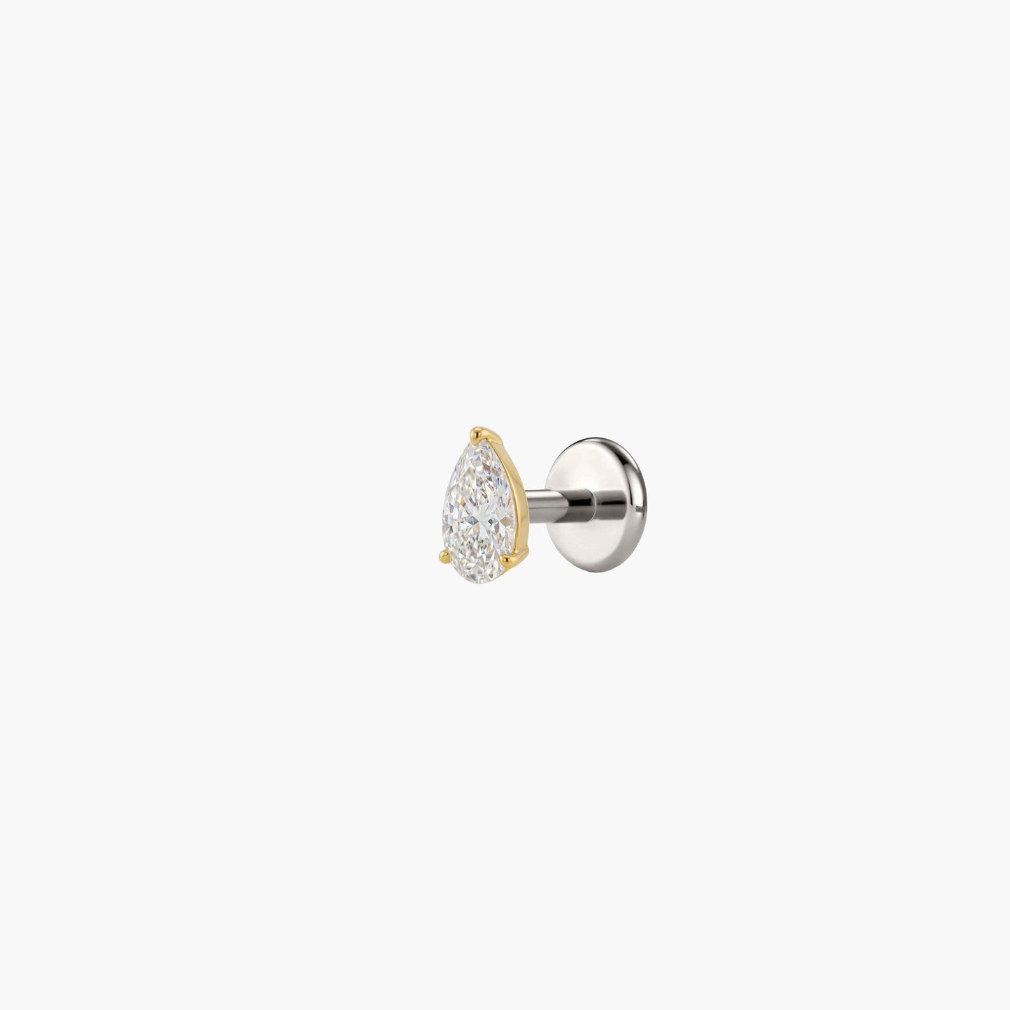 AERÉ™ 14K Solid Gold 3-Prong Pear Flat Back Stud & Titanium Post
