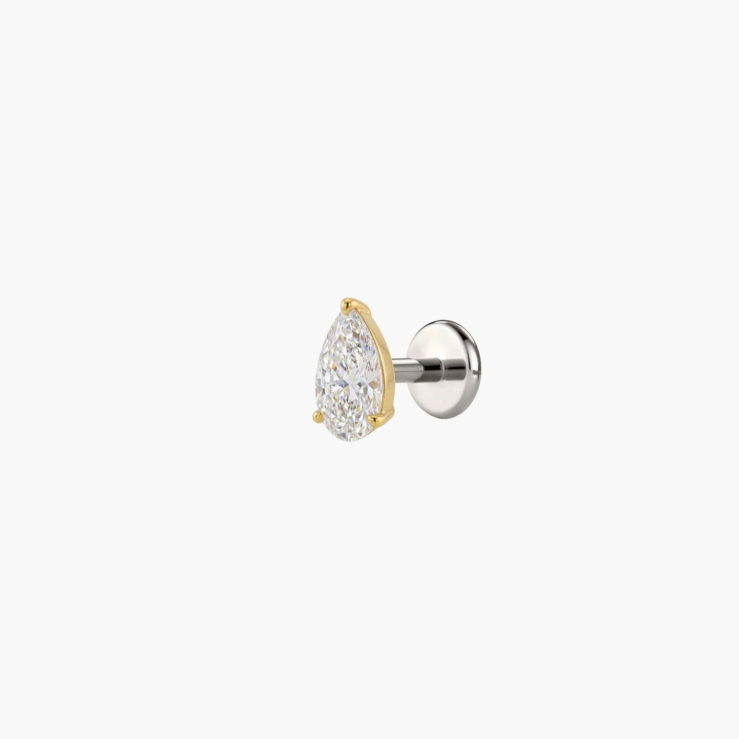 AERÉ™ 14K Solid Gold 3-Prong Pear Flat Back Stud & Titanium Post