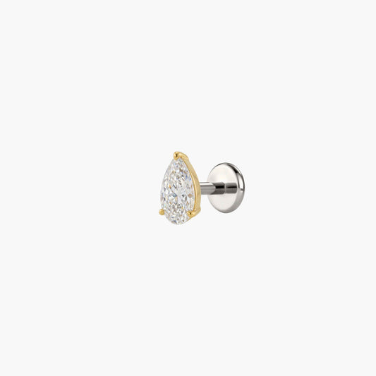 AERÉ™ 14K Solid Gold 3-Prong Pear Flat Back Stud & Titanium Post