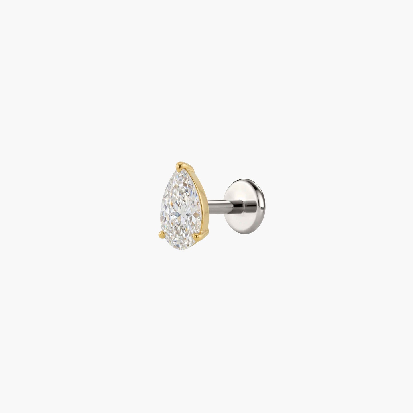 AERÉ™ 14K Solid Gold 3-Prong Pear Flat Back Stud & Titanium Post