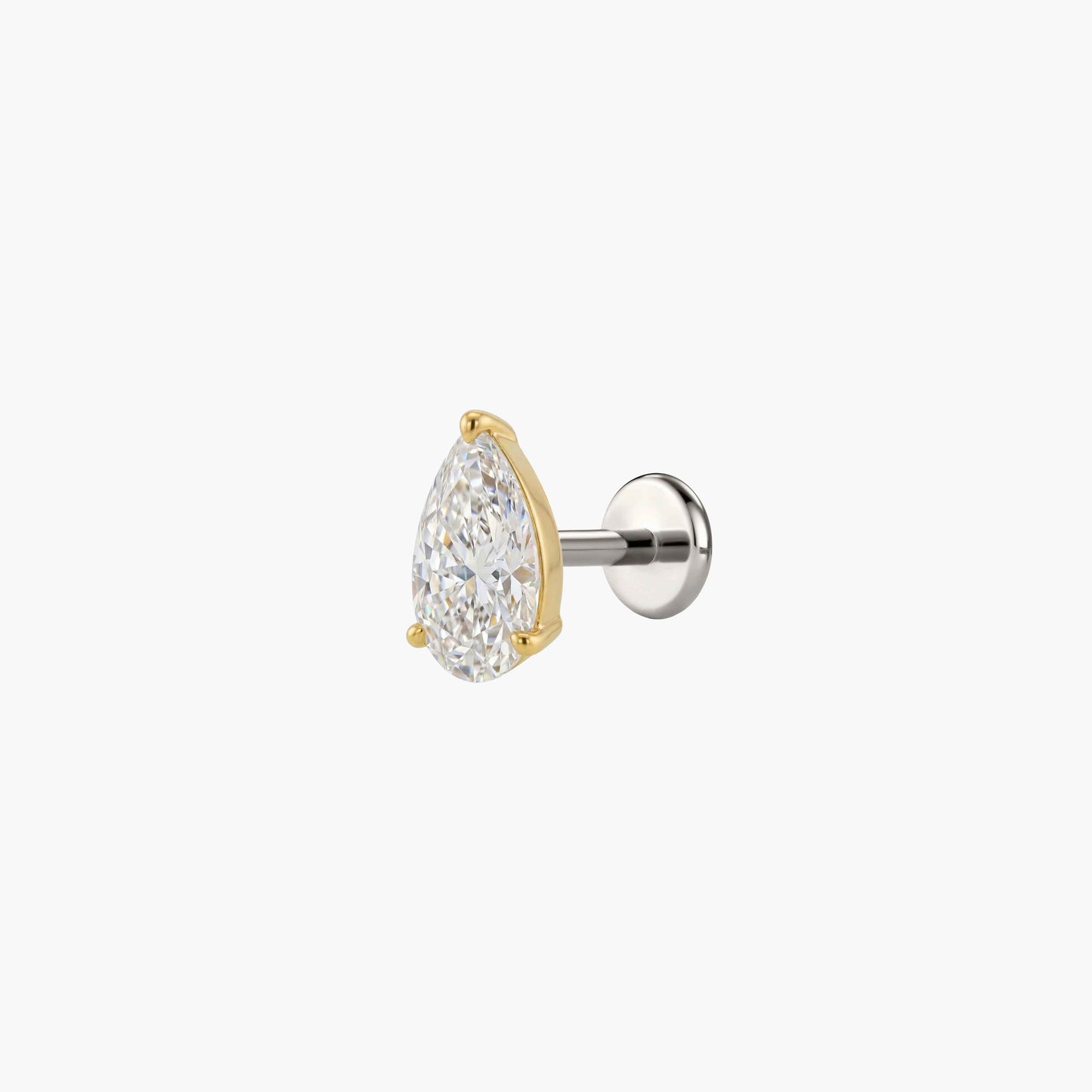 AERÉ™ 14K Solid Gold 3-Prong Pear Flat Back Stud & Titanium Post