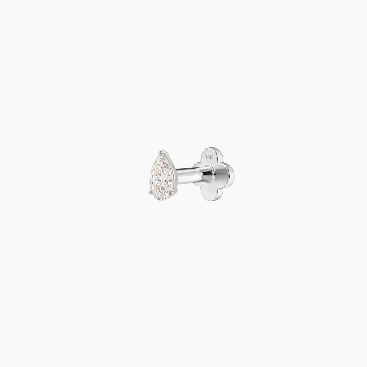 AERÉ™ 14K White Gold 3-Prong Pear Flat Back Stud & Solid Gold Post - Photo 2 | AUNYRA