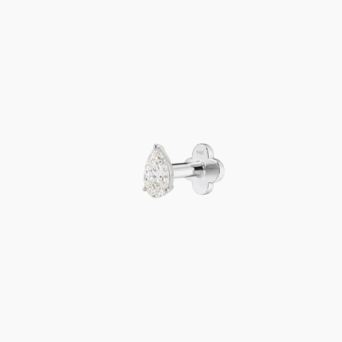 AERÉ™ 14K White Gold 3-Prong Pear Flat Back Stud & Solid Gold Post - Photo 4 | AUNYRA