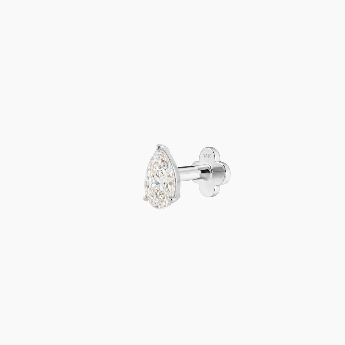 AERÉ™ 14K White Gold 3-Prong Pear Flat Back Stud & Solid Gold Post | AUNYRA