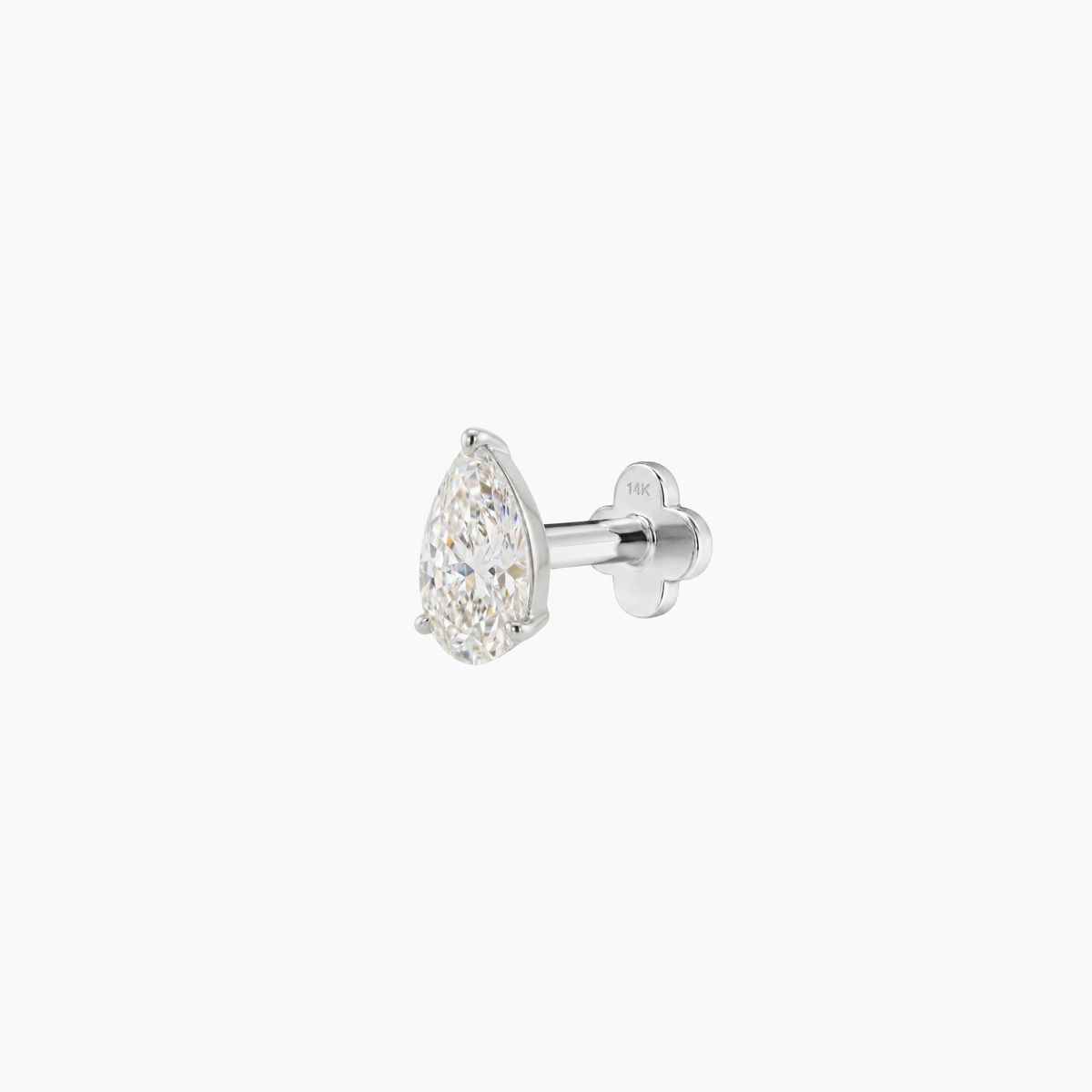 AERÉ™ 14K White Gold 3-Prong Pear Flat Back Stud & Solid Gold Post - Photo 5 | AUNYRA