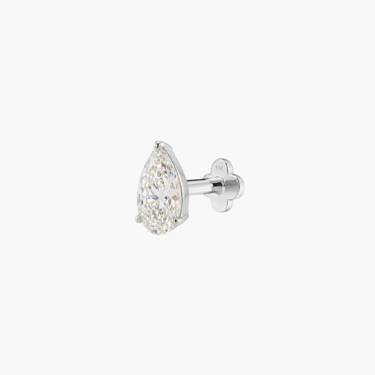 AERÉ™ 14K White Gold 3-Prong Pear Flat Back Stud & Solid Gold Post - Photo 6 | AUNYRA