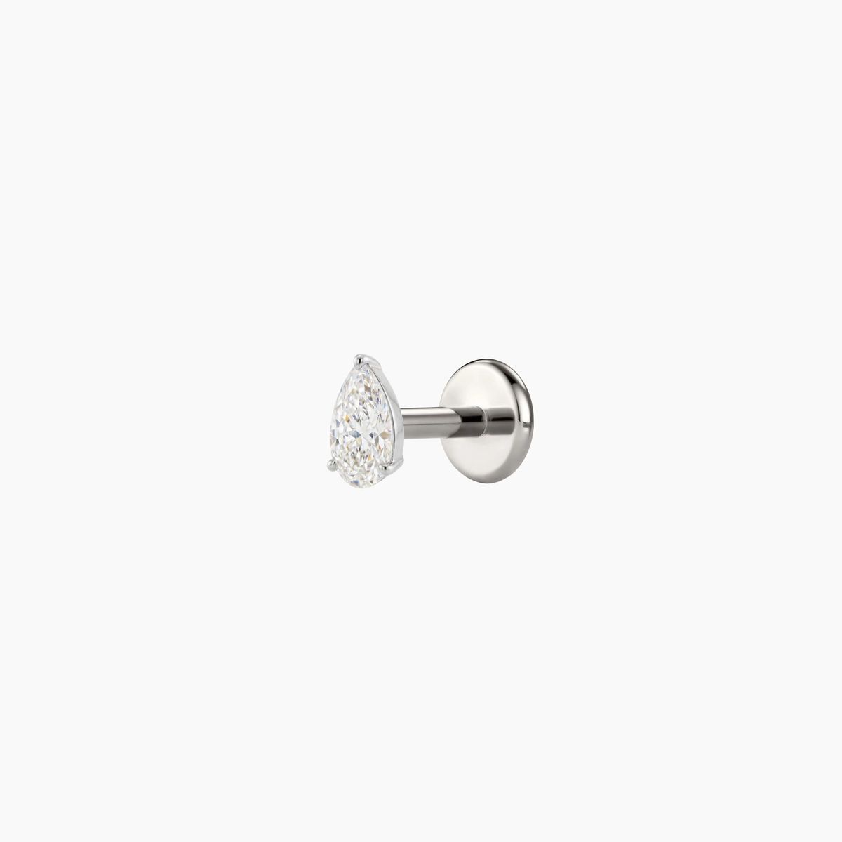 AERÉ™ 14K White Gold 3-Prong Pear Flat Back Stud & Titanium Post - Photo 3 | AUNYRA